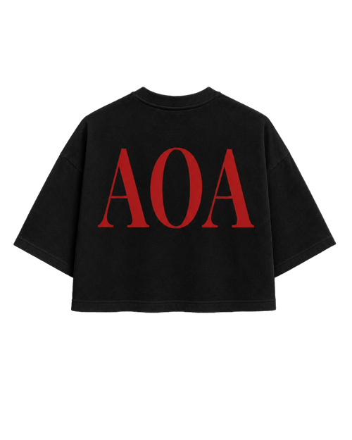 AOA BLACK RED TEXT TEE